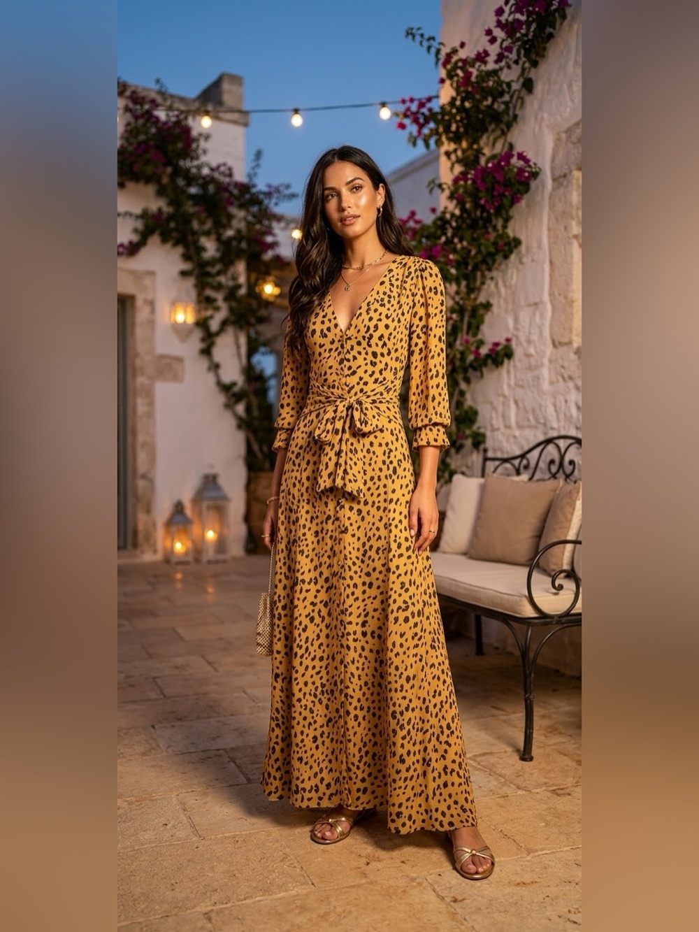 NICHOLAS Yellow Leopard Print 100% Silk Tie-Front Maxi Wrap Dress US 2 UK 6 $700